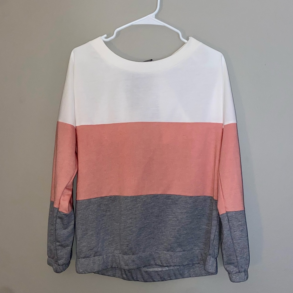SHEIN Size small pink, white, and gray sweater